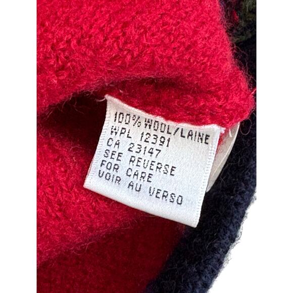 Vintage Talbots 100% Wool Embroidered Patch Christmas Tree Sweater Vest M Red - Picture 5 of 7